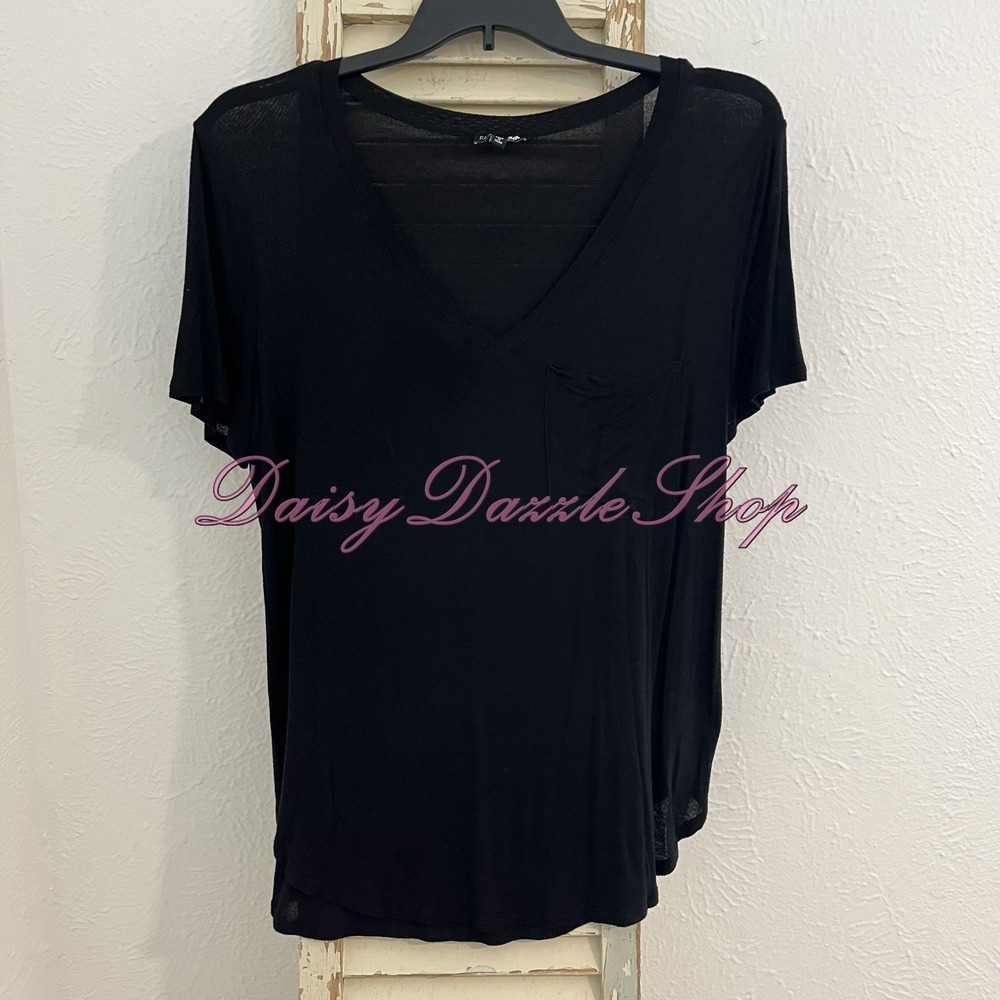 Fashion Nova Black Semi Sheer Short Sleeve V-Neck Top Sz 2XL 🖤